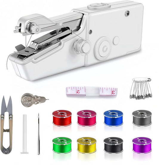 Vinoor portable mini stitch machine with compact design, sewing needle, and thread for quick, convenient sewing repairs.